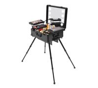 Trucco Rolling Train Case - Trucco con 4 ruote, con illuminazione e specchio e piastra di copertura, gambe regolabili, Nero , moderno