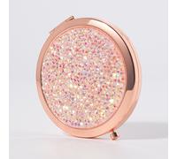 Trucco Specchio Vetro Cristallo Diamonds Compatto Bellezza Due Lato a Mano Tasca