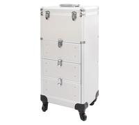 Trucco valigia da parrucchiere, valigetta per cosmetici, cosmetici, accessori da parrucchiere, beauty case, grande per trucco, artista, viaggio, cosmetici, con 3 cassetti, argento, B