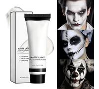 Trucco Viso Bianco,Fondotinta Opaco - 37ml Portatile Resistente Antisbavature Effetto Matte Per Adulti e Bambini Halloween Carnevale Festività Teatro