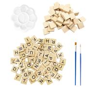 Trucioli Di Legno Alfabetico Da 200 Pezzi, Trucioli Di Legno Vuoti Da 50 Pezzi, 1 Tavolozza Di Colori E 2 Pennelli, Giocattoli Educativi Per La Prima Infanzia, Accessori Artigianali Fai-Da-Te