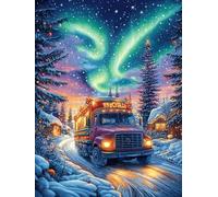 Truck Driving Through A Snowy Forest Under The Northern Lights Puzzle 1000 Pezzi Per Natale Feste E Compleanni Scenery Science Fiction Rompicapo Intelligente Idea Regalo Per Lui Padre E Fratello in Og