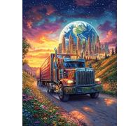Truck Driving Under A Cosmic Sky Rompicapo 500 Pezzi Per Creatività Bambini Science Fiction Magical Dream Cartone Spesso Tema Fantasy Per Passatempo Creativo Attività Educativa Con Poster Incluso 500