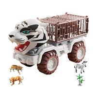 Truck per animali - Tiger Transporter, veicolo safari in gabbia | Carrier per la fauna selvatica alimentata inertia, giungla avventura da gioco per ragazzi, giocattolo per la prigione dello zoo educat