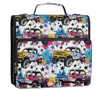 Truck Street Art - Raccoglitore con cerniera a 3 anelli da 3,8 cm, con tracolla, multitasche, per la scuola media