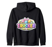 Trucker Happy Easter Truck Driver Bunny Uova Orecchie Festive Felpa con Cappuccio