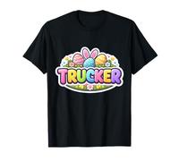 Trucker Happy Easter Truck Driver Bunny Uova Orecchie Festive Maglietta