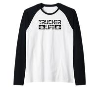 Trucker Life Orgoglioso Semi Camion Driver Trucking Lifestyle Papà Maglia con Maniche Raglan