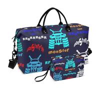 Trucks Bright Colorful Multicolor Monster Travel Tote Bag Weekend Bag Grande Borsa da palestra con tracolla regolabile per viaggi di lavoro Set da 2 pezzi, camion luminoso colorato mostro multicolore,