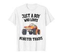 Trucks Just A Boy Who Loves Monster Trucks Bambini Ragazzi Bambino Maglietta