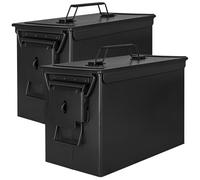 Trucky Ammo - 2 scatole per munizioni, 33 x 19 x 23 cm, in metallo, con coperchio, colore: Nero
