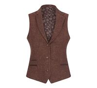 TruClothing.com Gilet Elegante da Donna Tweed Classico Formale Vintage Marrone Ruggine - cammello 42
