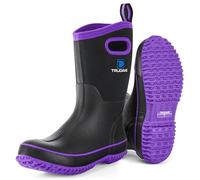 Trudave Rubber Boots for Women, Mid Calf Rain Boots, Womens Waterproof Boots, Neoprene Insulated Outdoor Work Mud Boots for Hunting Farming Gardening Fishing, Purple, Size 9