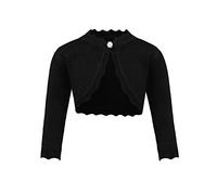 trudge Basic Bolero - Giacca a maniche lunghe, da bambina, per battesimo, colore: bianco / blu navy / nero / rosa / rosso Nero 150 cm