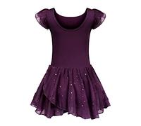 trudge - Vestito da danza per bambine, a maniche corte e lunghe, in cotone, adatto per il balletto, con gonna a tutù, Lilla B, 130 cm