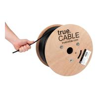 TRUE CABLE Cavo Ethernet Cat6A Direct Burial Bulk da 304,8 m, nero, impermeabile, classificato per esterni, CMX, rame nudo solido 23AWG, 750 MHz, PoE++ 100 W, UTP non schermato, elenco ETL