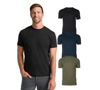 True Classic Maglietta Manica Corta Girocollo da Uomo, Pacco da 3 - Verde Militare, Nero, Blu Navy, M