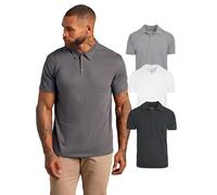 True Classic Polo Classica a Manica Corta da Uomo, Pacco da 3 - Carbone, Grigio Melange, Bianco, 2XL