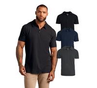 True Classic Polo Classica a Manica Corta da Uomo, Pacco da 3 - Nero, Blu Navy, Grigio Antracite Melange, M