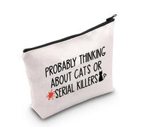 True Crime Addict Probably Thinking About Cats or Serial Killers Zipper Pouch Makeup Bag, Gatti Serial Killers Eu, Borsa cosmetica con stampa