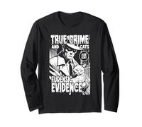 True Crime And Cats Furensic Evidence Funny Cat Amante Proprietario Maglia a Manica