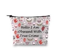 True Crime Lover Gift Serial Killer Gift Hello I Am Obsessed with True Crime Makeup Bag for True Crime Junkie, True Crime Eu, Borsa cosmetica con stampa