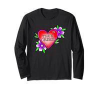 True Crime Lover x Cuore Fiore Tatuaggio Tradizionale Flash Maglia a Manica