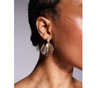 True Decadence - Orecchini a bottone dorati stile vintage a ventaglio-Oro No Size