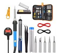 True Face Kit saldatore, 15 in 1, 60W, temperatura regolabile 200-450°C, interruttore on/off, pistola per saldatura, pompa dissaldante, 5 punte, supporto, spugna per pulizia, pinzette, tagliacavi