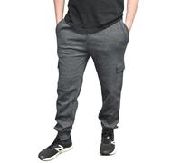 True Face Pantaloni da uomo in pile cargo da combattimento, multitasche, con polsini elasticizzati, a costine, per sport, corsa, fitness, palestra, jogging, Carbone a coste, XL