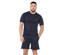 True Face Pigiama da uomo in cotone, con maglietta e pantaloncini, abbigliamento da notte, da casa, palestra, yoga, maglietta a maniche corte, pantaloncini casual, Marina Militare, L