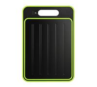 True Face Tagliere a doppia faccia, vassoio multifunzione per scongelare e scongelare carne e cibo, con temperino, in lega di alluminio, nero e verde