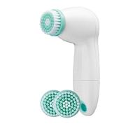 True Glow by Conair - Spazzola detergente per viso a batteria, resistente all'acqua con 3 spazzole per pulizia e esfoliante delicato per tutti i tipi di pelle, colore: Bianco