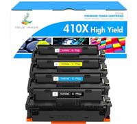 TRUE IMAGE Cartuccia toner di ricambio compatibile per 410X CF410X CF411X CF412X CF413X Laserjet Pro MFP M477fdw M477fdn M377dw M452nw M452dn M477fnw M452dw (Nero, Ciano, Giallo, Magenta, confezione