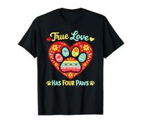 True Love Has Paws - Simpatico Design a Forma di Zampa di Cane e Gatto Maglietta
