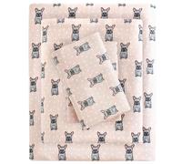 True North by Sleep Philosophy Cozy Flanella 100% Cotone Ultra Morbido Freddo Set Lenzuola, Regina, Rosa Bulldog Francese 4 Pezzi
