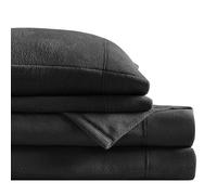 True North by Sleep Philosophy Set di lenzuola in micro pile, calde, con tasca profonda 35,6 cm, per la stagione fredda, set di lenzuola coordinate, colore nero, 4 pezzi