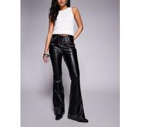 True Religion - Becca - Jeans bootcut con allacciatura in similpelle PU nero lavaggio effetto sporco W30