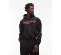 True Religion - Big T - Felpa con cappuccio nera con zip e logo in coordinato-Marrone S