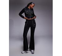 True Religion - Big T - Joggers a zampa neri con tasche e cuciture a contrasto in coordinato-Nero XL