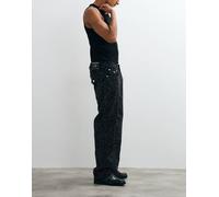 True Religion - Bobby Big T - Jeans ampi neri con tasca con patta e cristalli-Nero W38