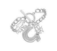 True Religion Bracciale con ciondolo a ferro di cavallo e logo