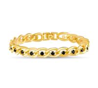 True Religion Bracciale da uomo in ottone placcato oro giallo 14 K con zirconia cubica nera, lunghezza 22,9 cm