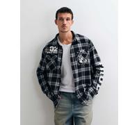 True Religion camicia in flanella con stampa sul retro nera/grigia-Nero L