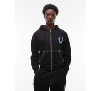 True Religion - Felpa con cappuccio nera con logo sul retro e zip in coordinato-Nero L