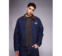 True Religion - Giacca con spalle scivolate lavaggio blu scuro con ricami in coordinato L