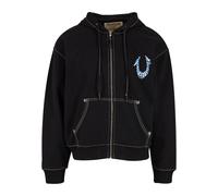 True Religion - Felpa con cappuccio nera con logo sul retro e zip in coordinato-Nero XL