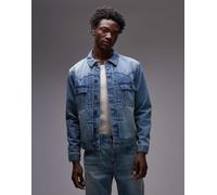 True Religion - Giacca di jeans oversize lavaggio blu con tasca con patta in coordinato L