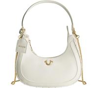 True Religion Hobo Bag, Women's Faux Leather Crescent Handbag with Adjustable Chain Strap, Borsa Donna, Bianco