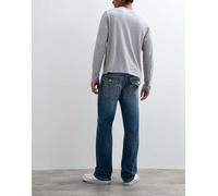 True Religion jeans denim straight fit Ricky con tasche con patta e cuciture a cordoncino in blu medio slavato W30